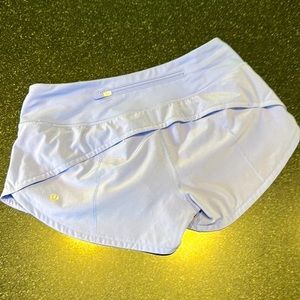 Lululemon Speed Up Low Rise shorts with 2.5" inseam.